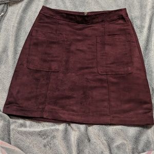 Maroon suede skirt